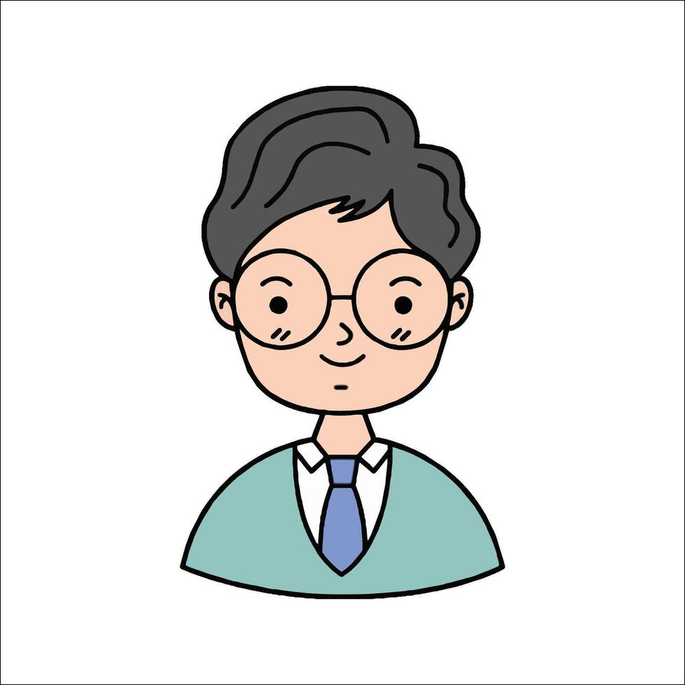 A man with glasses and a tie on his face vector