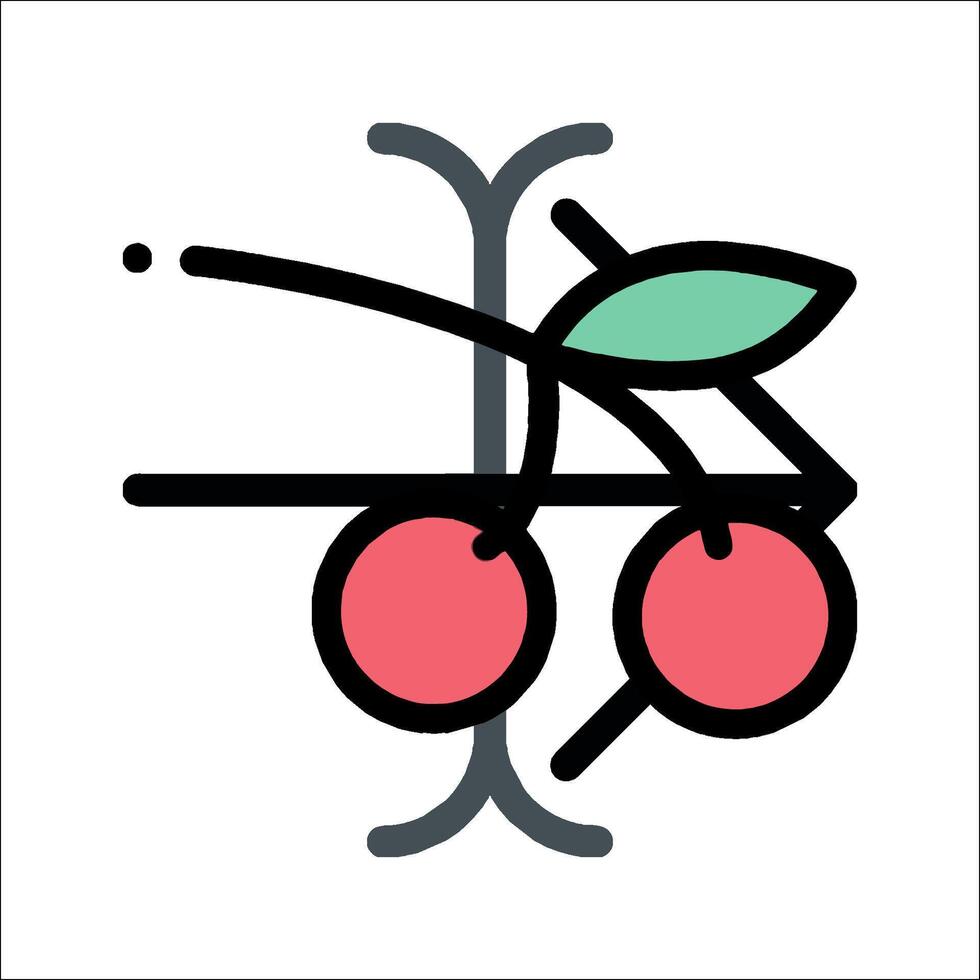A cherry on a branch with a leaf vector