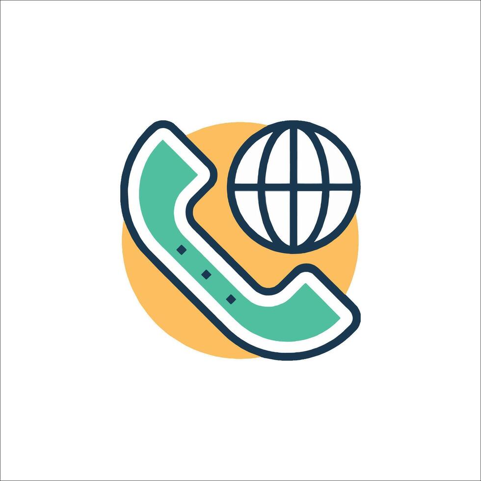 The globe and phone icon vector