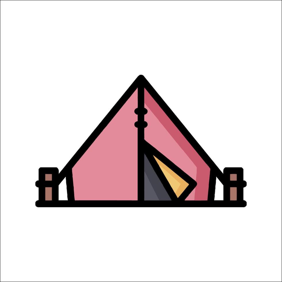 A pink tent icon on a white background vector