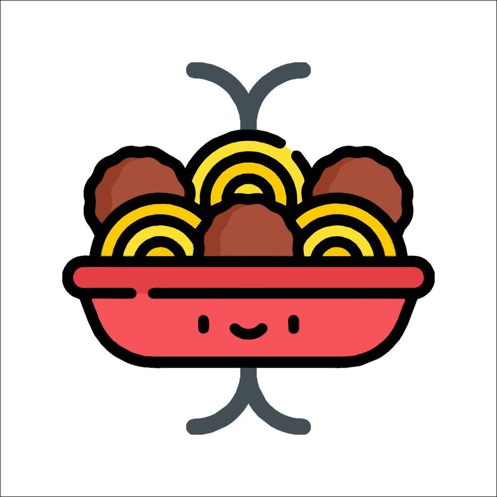 A cartoon character holding a bowl of noodles vector