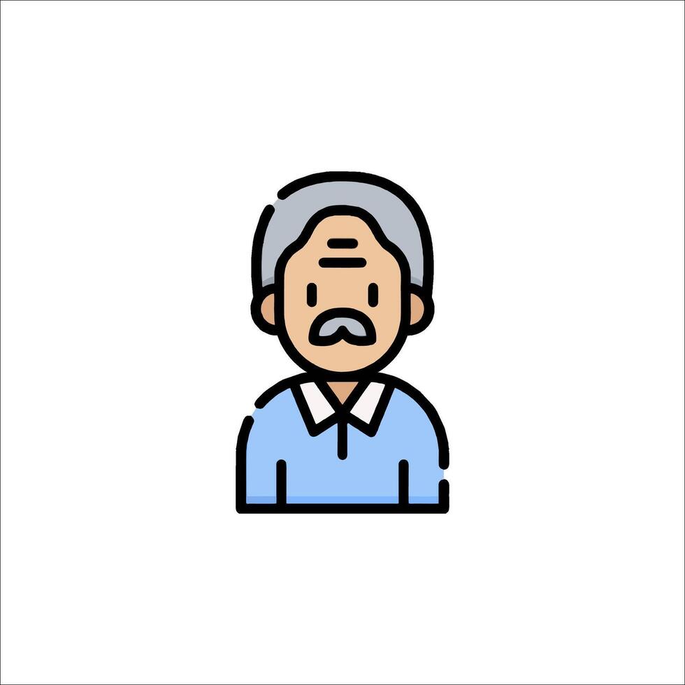 An old man with a mustache and a tie on his head vector