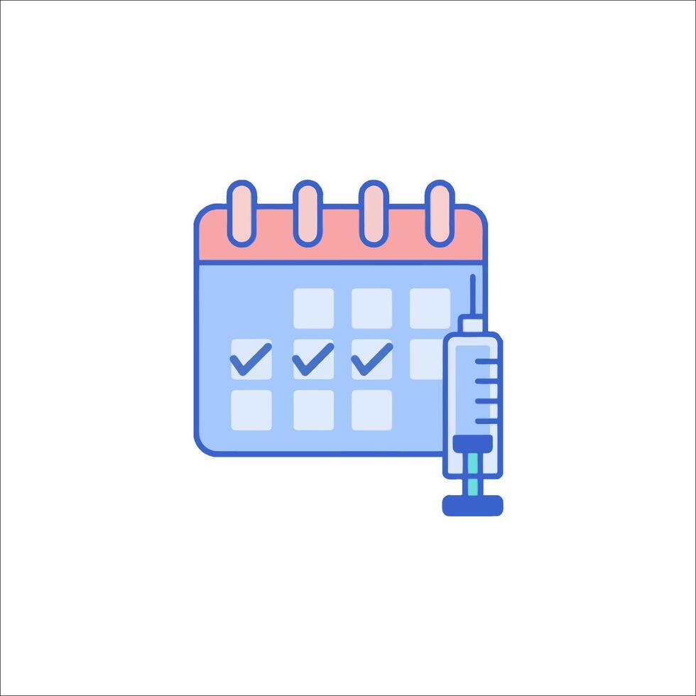 A calendar with a syringe and check mark vector