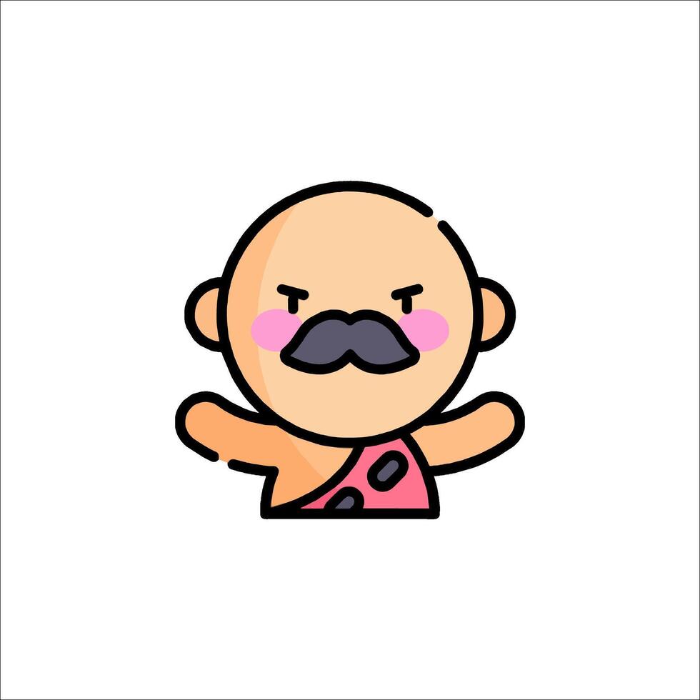 A cartoon character with a mustache and a pink shirt vector