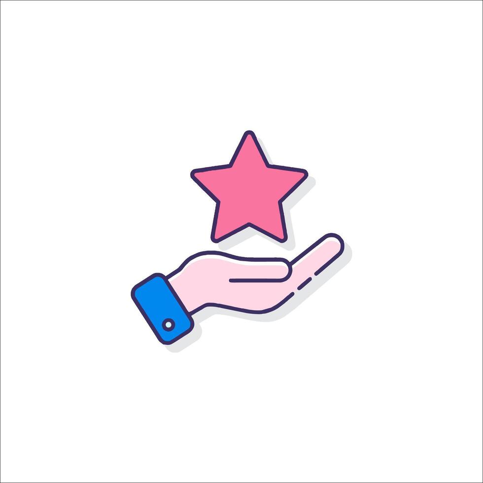 A hand holding a star icon vector