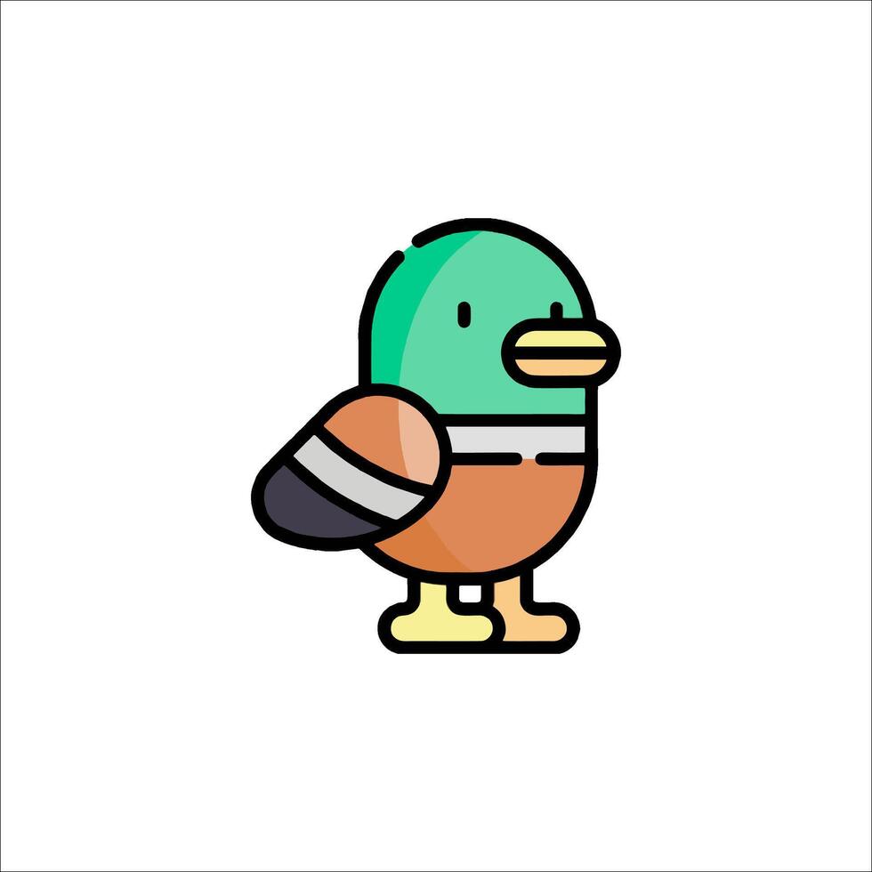 A cartoon bird with a green and orange beak vector