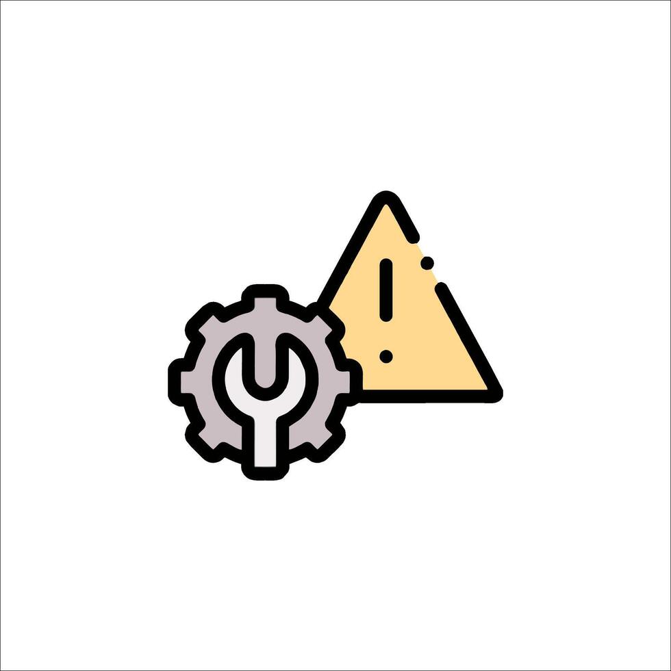 A gear and a triangle icon with a warning sign vector