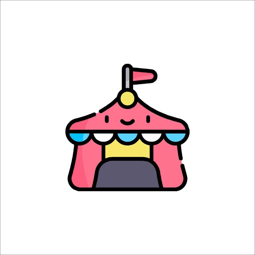 A cartoon circus tent icon with a pink roof vector