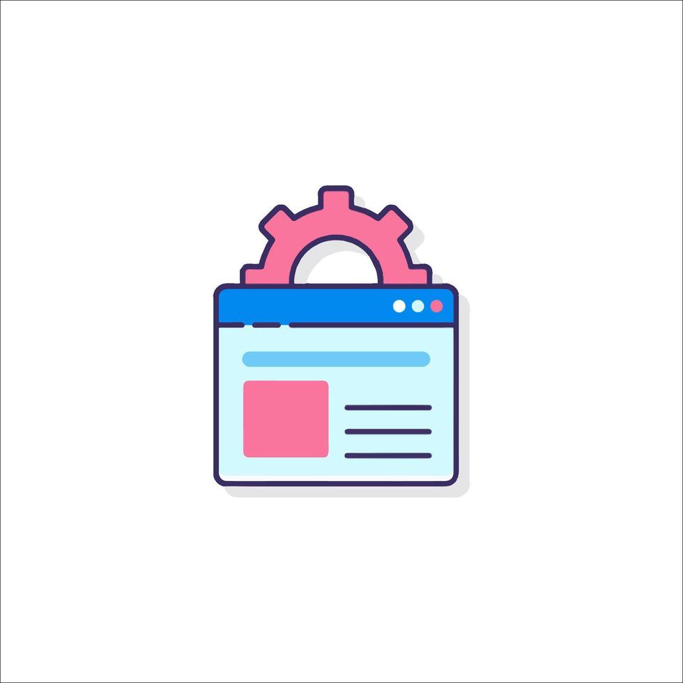 A web page with a gearwheel icon vector