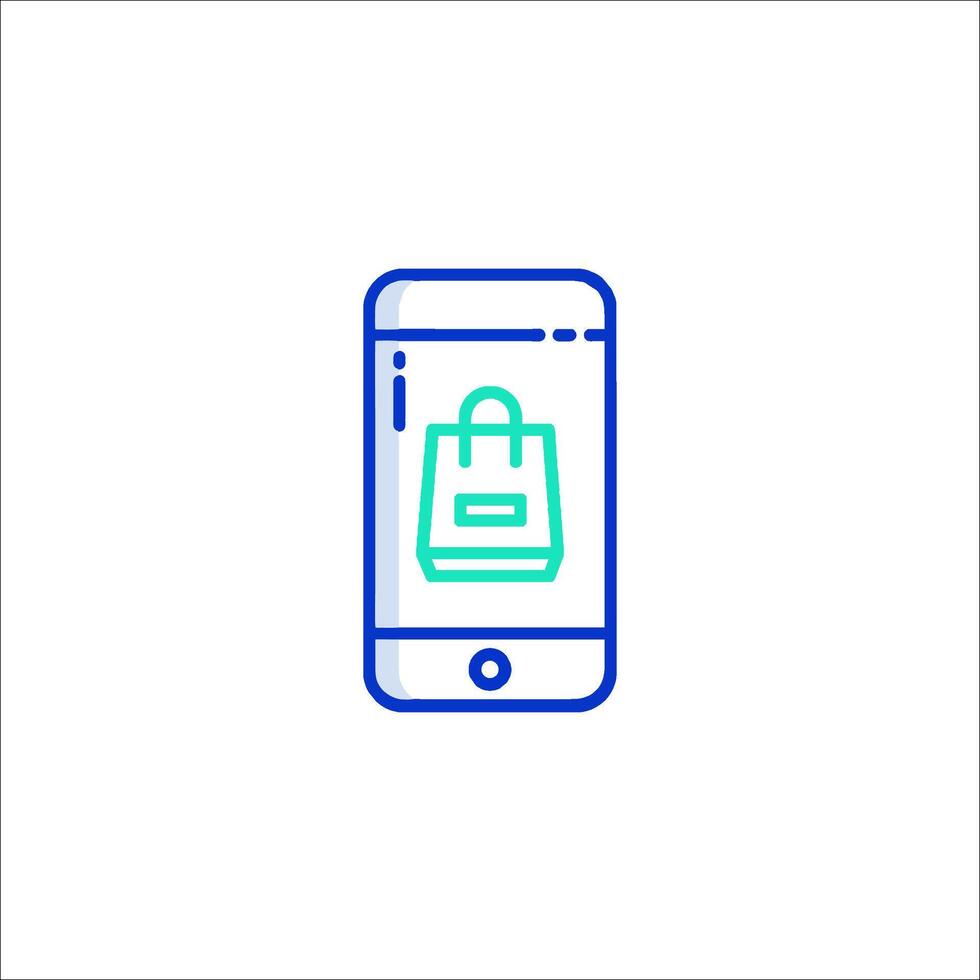 A phone with a shopping bag icon on it vector