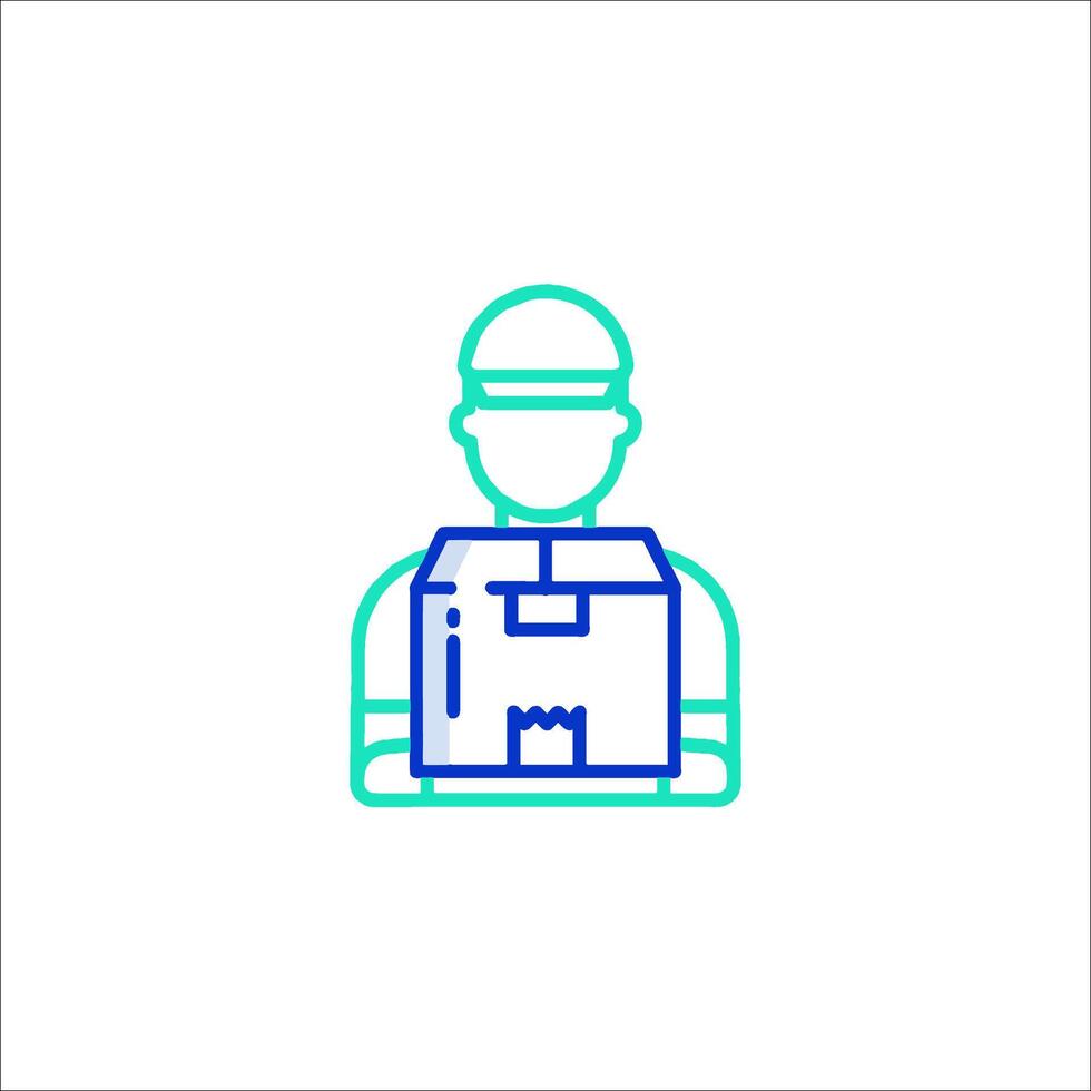 A man with a box on his back icon vector