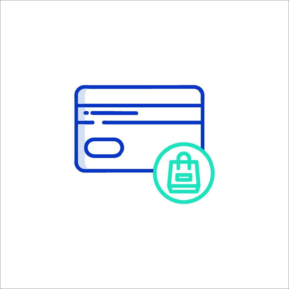 A credit card icon with a shopping bag vector