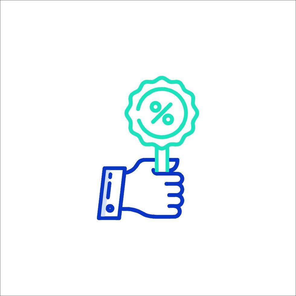 Hand holding up a percentage sign vector