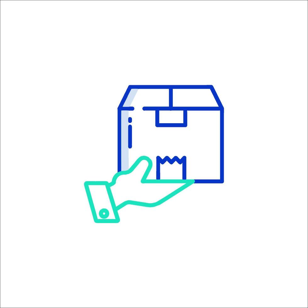 A hand holding a box icon vector