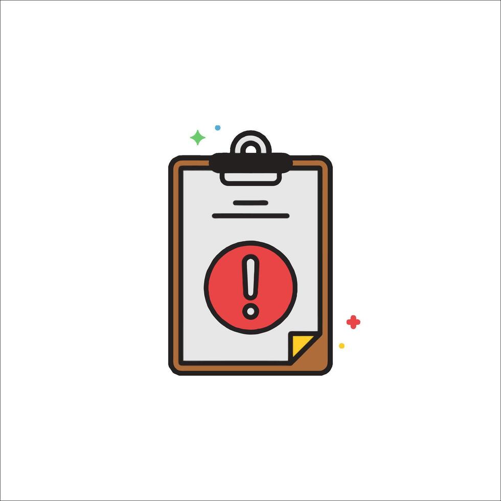 A clipboard with an exclamation mark on it vector
