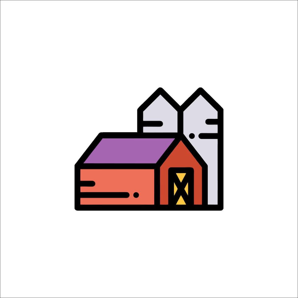 A farmhouse icon with a silo and barn vector
