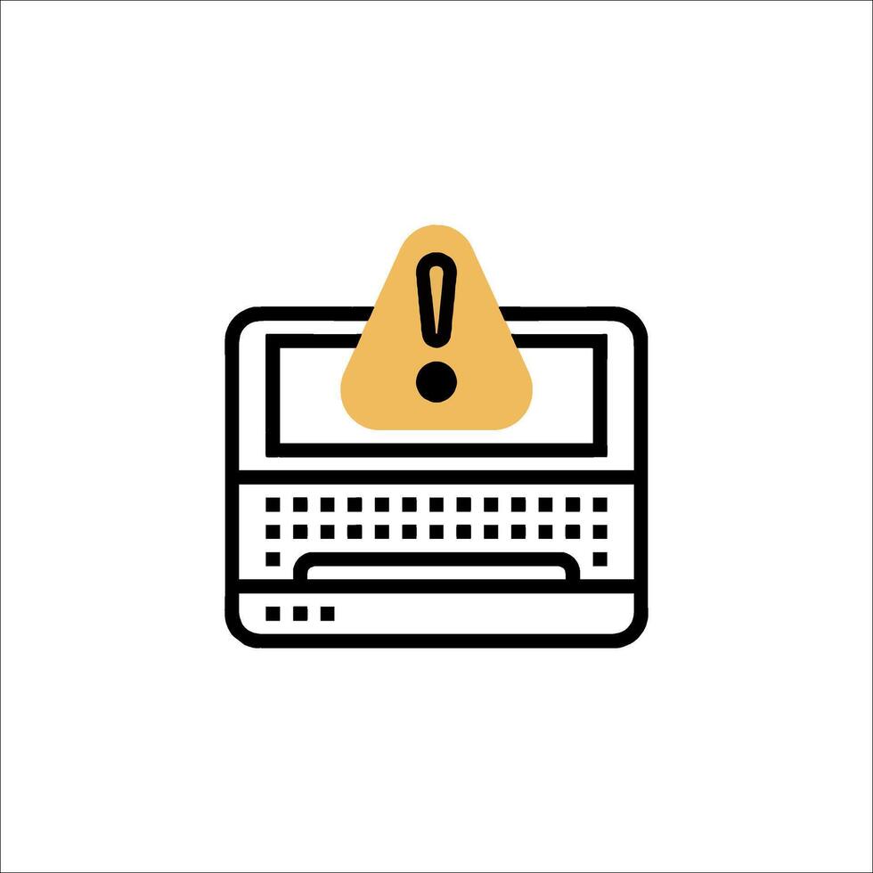 A computer with a warning icon on it vector