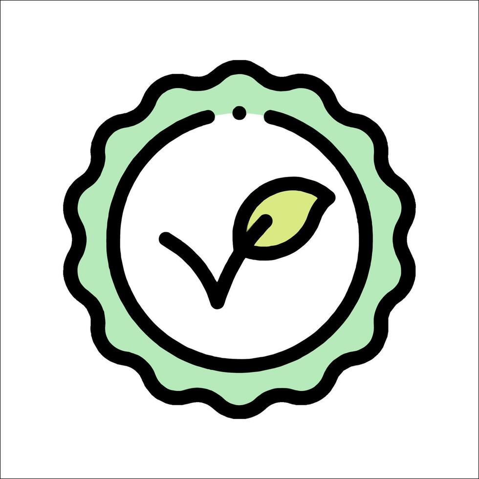 A green leaf icon with a check mark vector