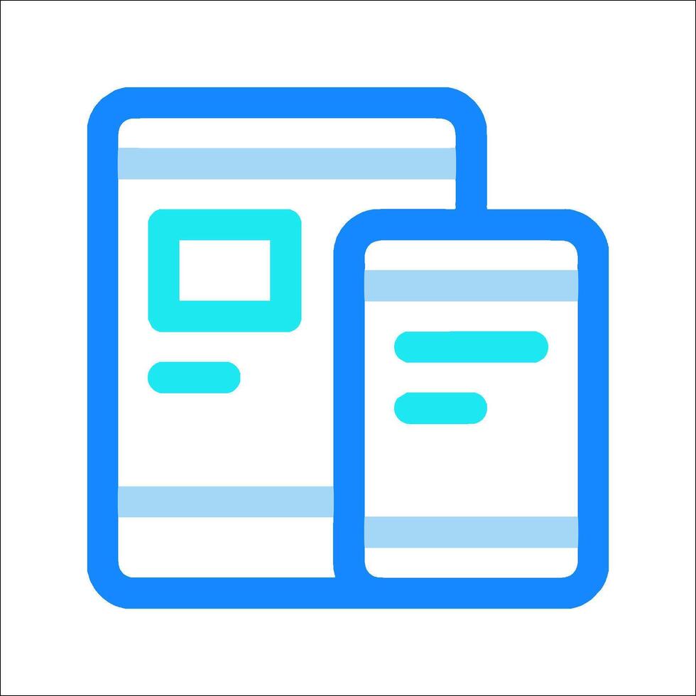 A blue and white icon of two phones vector