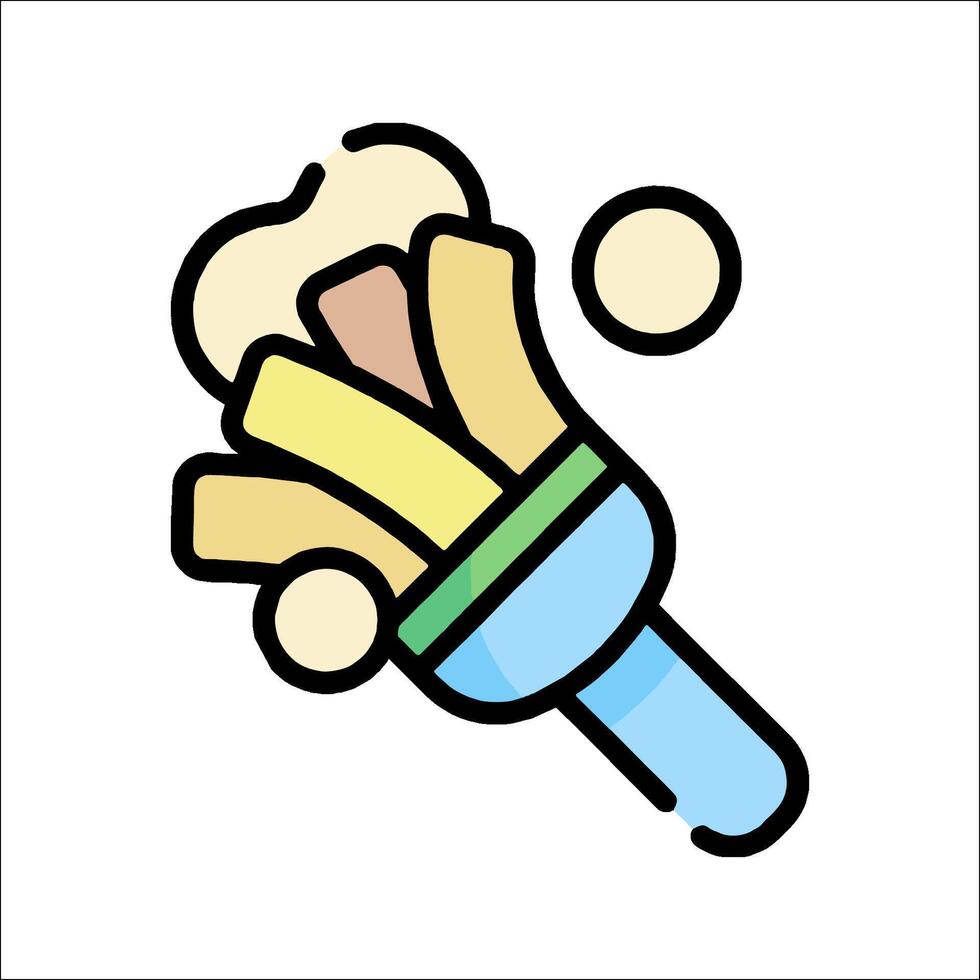 A cartoon icon of a spoon with fries and other food vector
