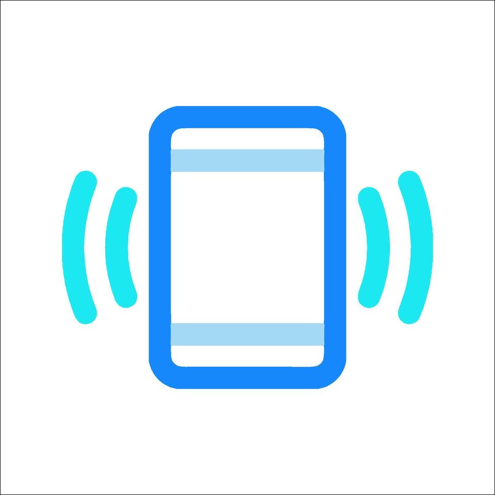 A phone with a blue icon and sound waves vector
