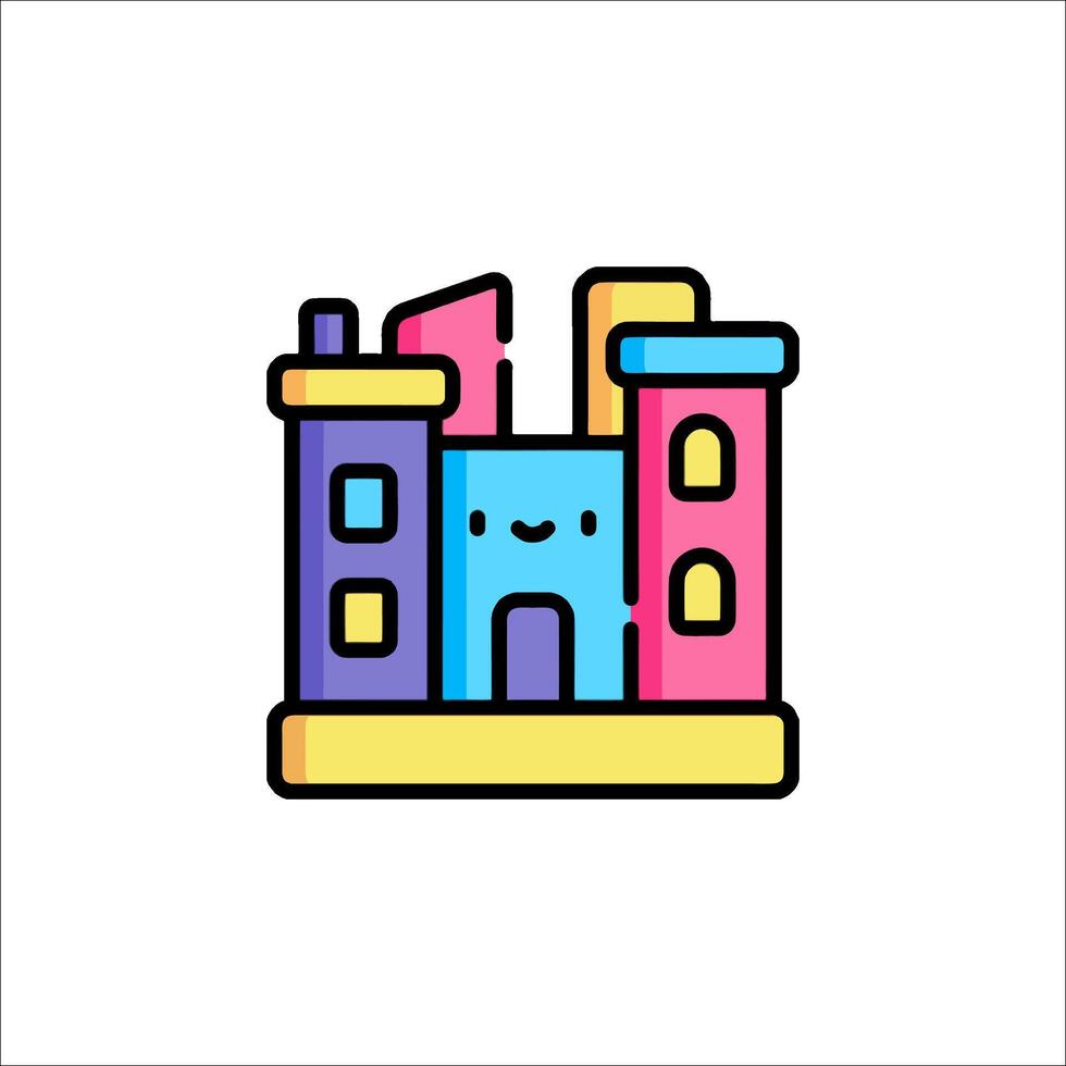 A colorful cartoon building icon vector