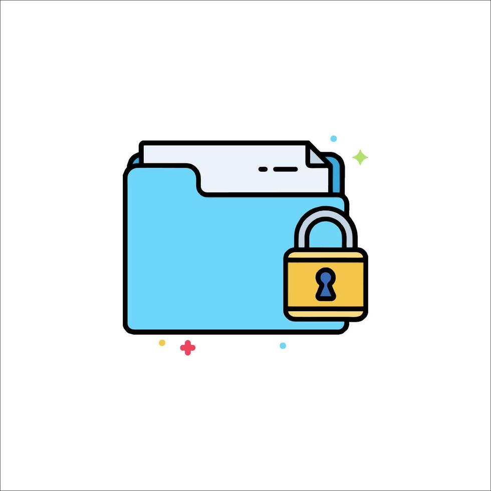 File folder icon with lock vector