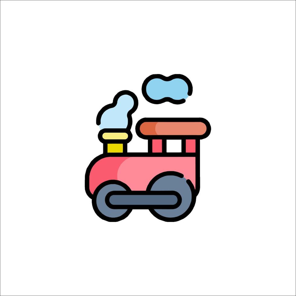 A train icon with smoke coming out of the engine vector