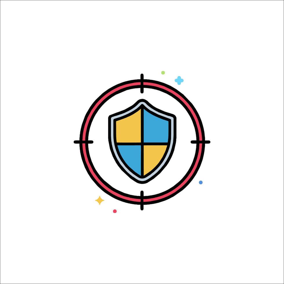 A shield icon with a crosshair vector