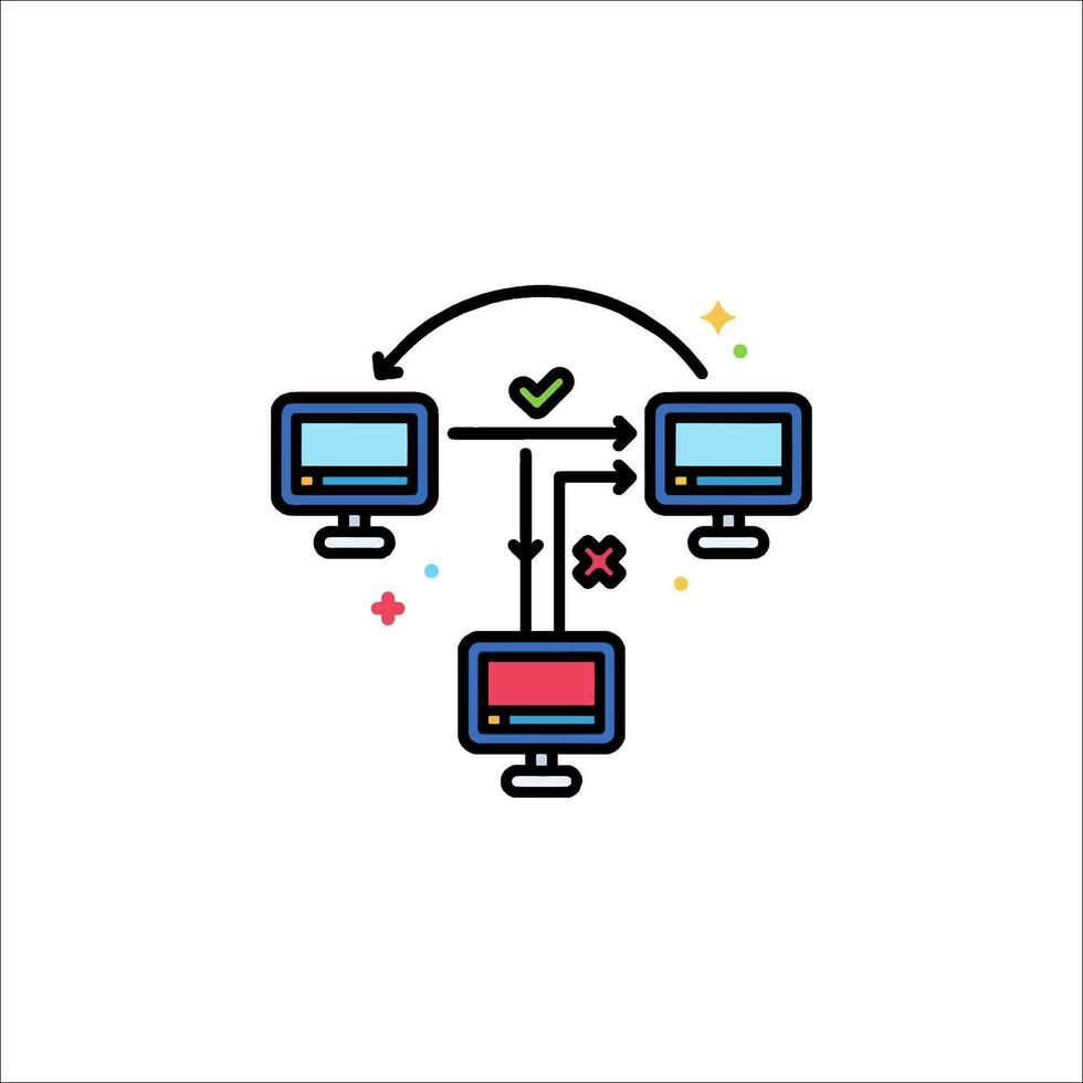 A computer with two monitors and a heart vector