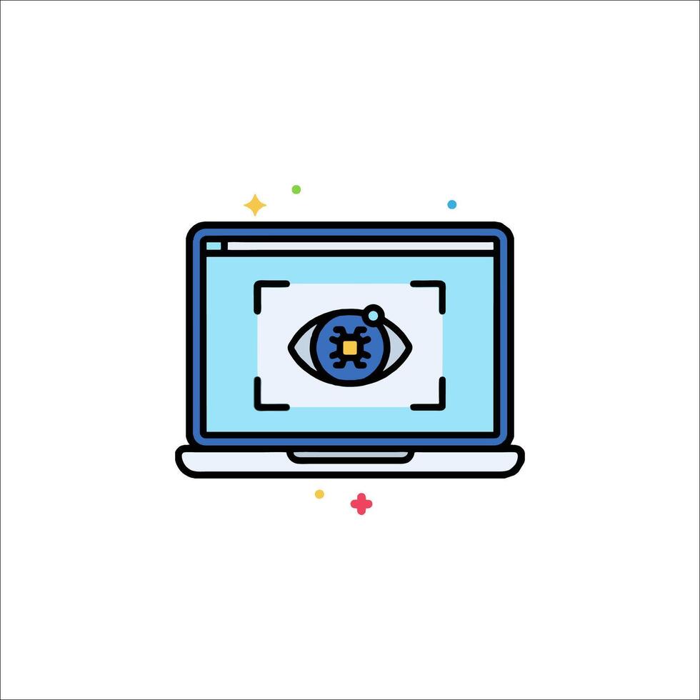A laptop with an eye on it vector