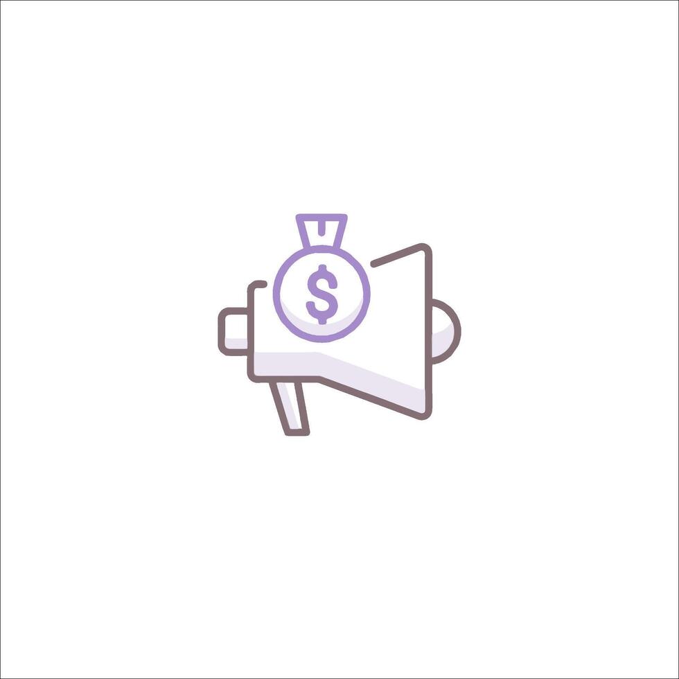 A purple megaphone with a dollar sign on it vector
