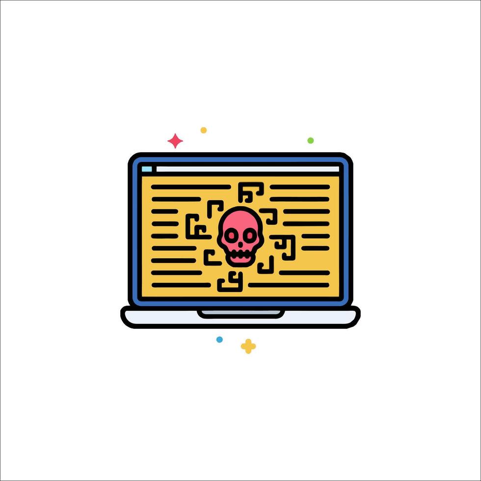 A computer with a skull on it vector