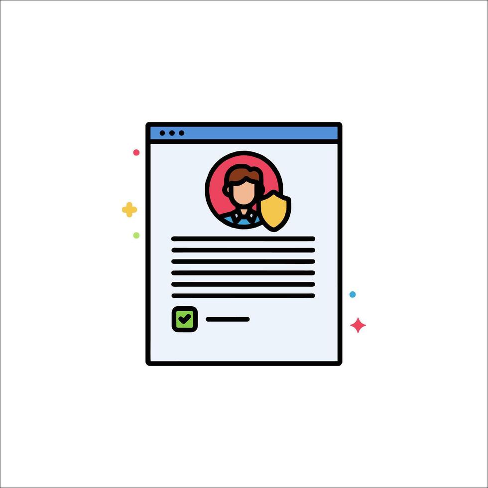 A person is on a document with a shield icon vector