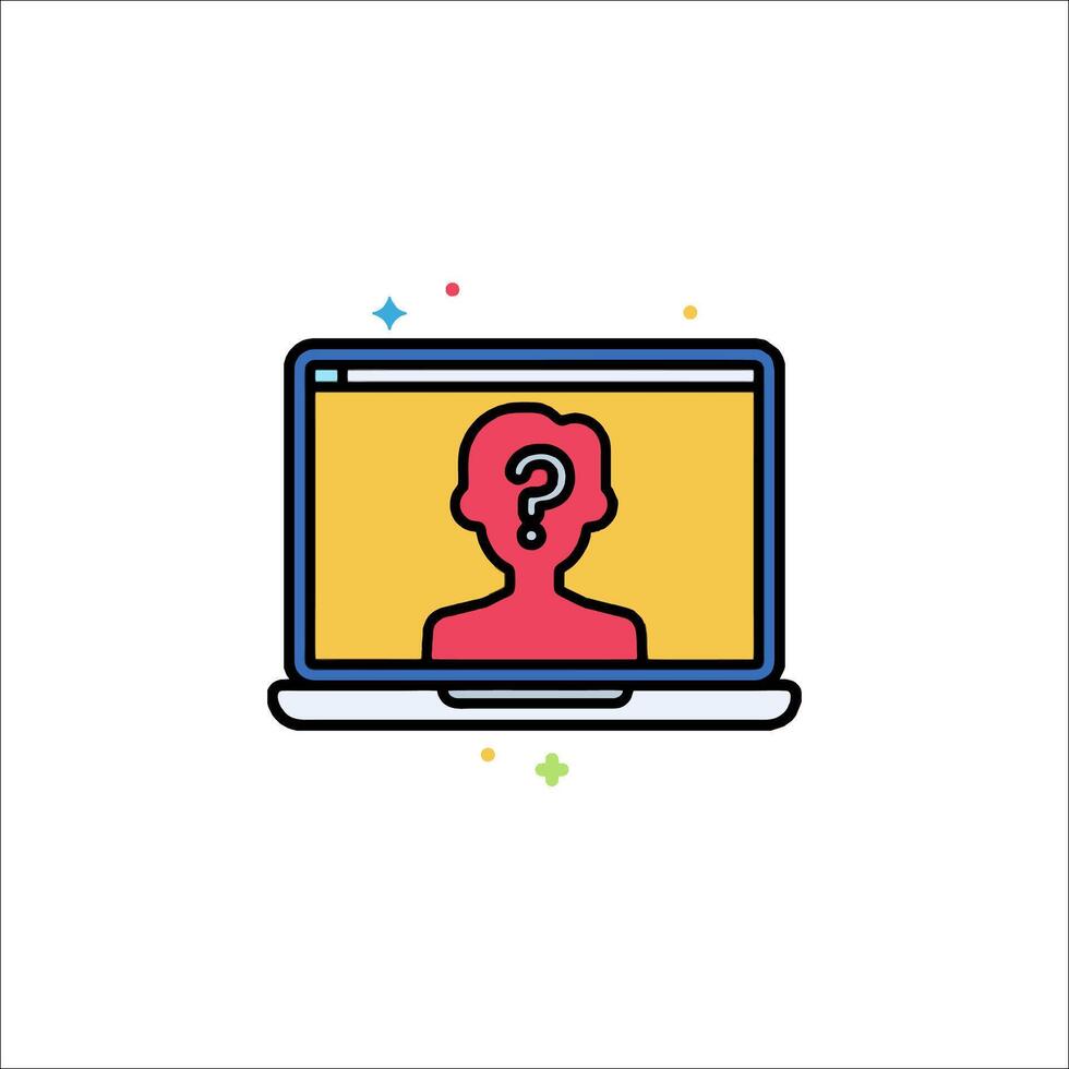 A laptop with a question mark on it vector