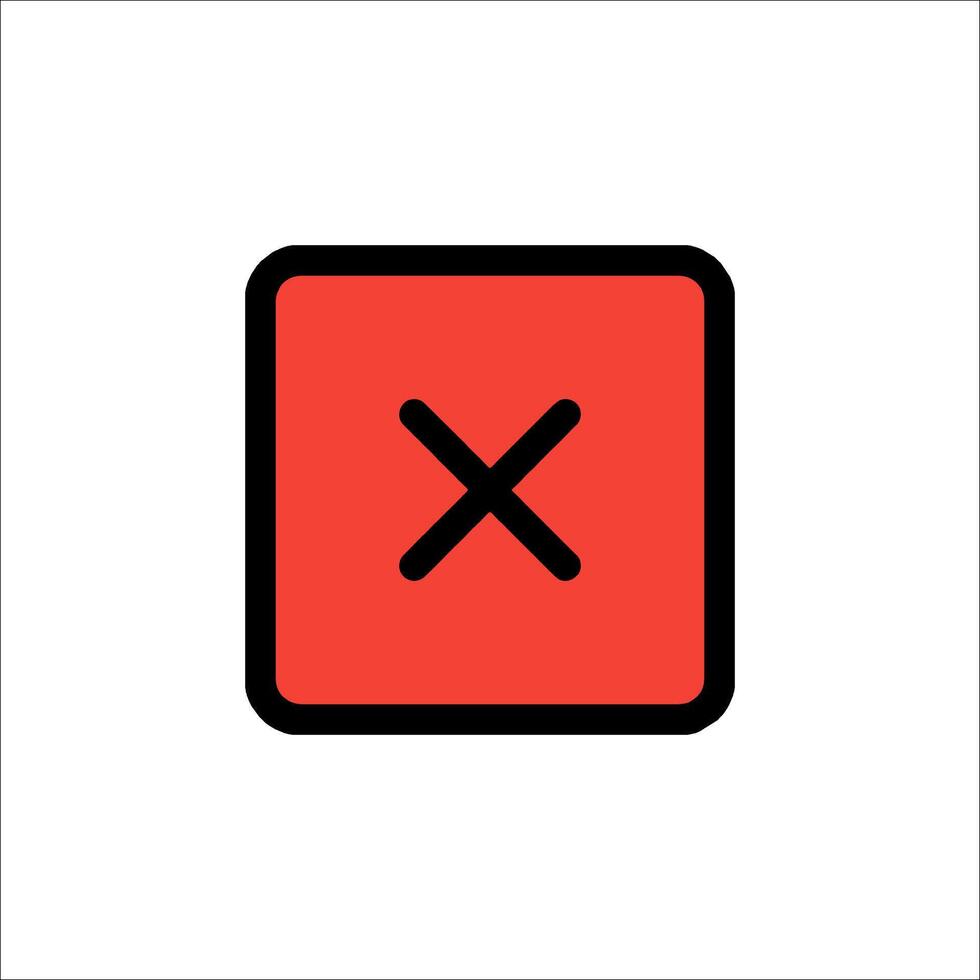 A red square with an x on it vector