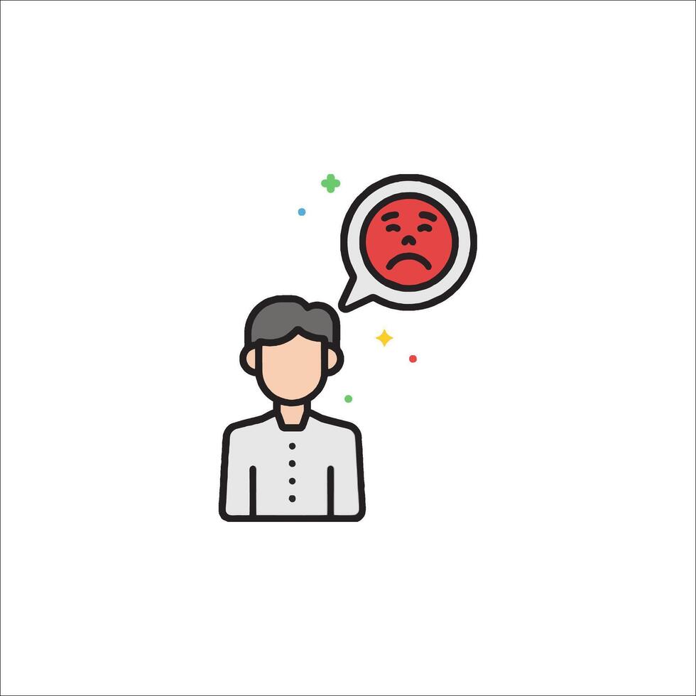 A man is thinking about a sad face vector