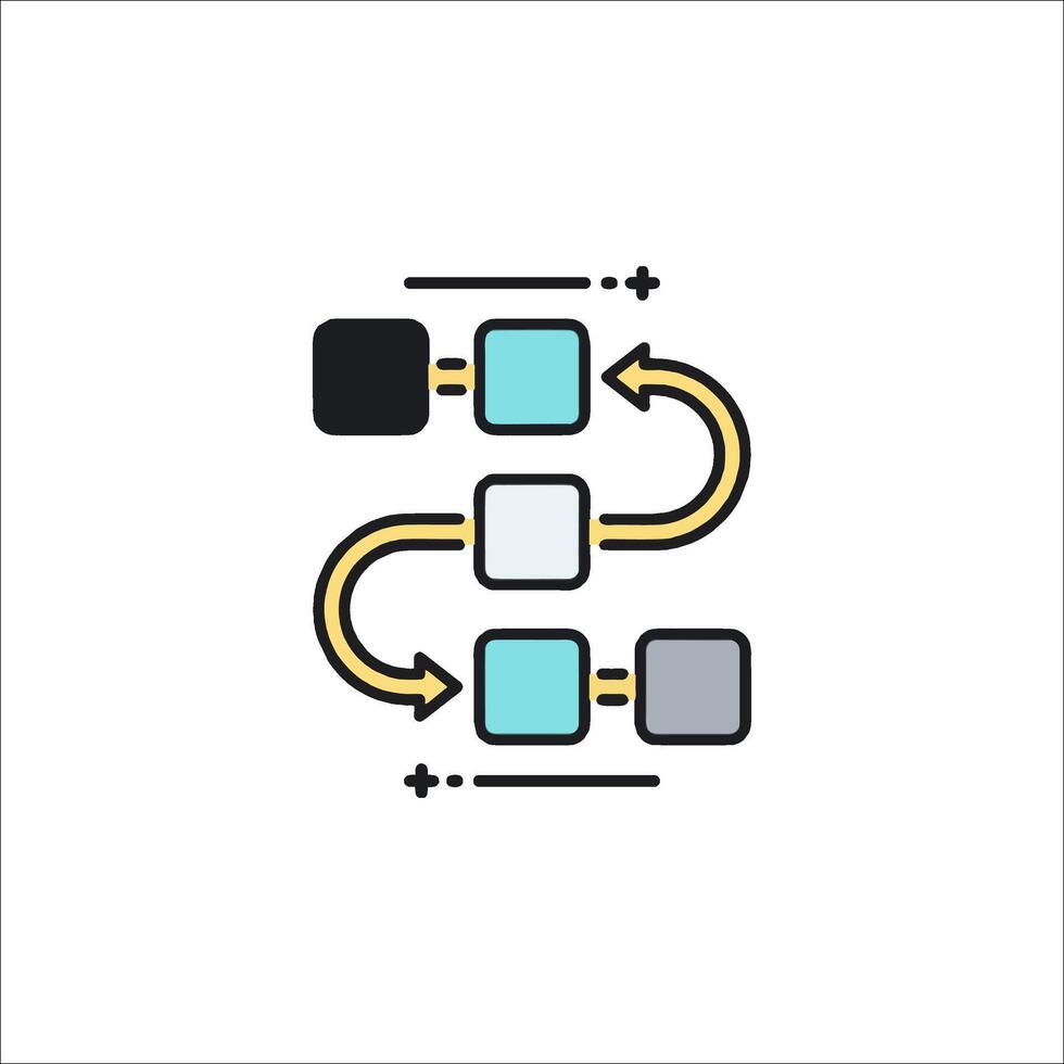A line icon of a process with arrows vector