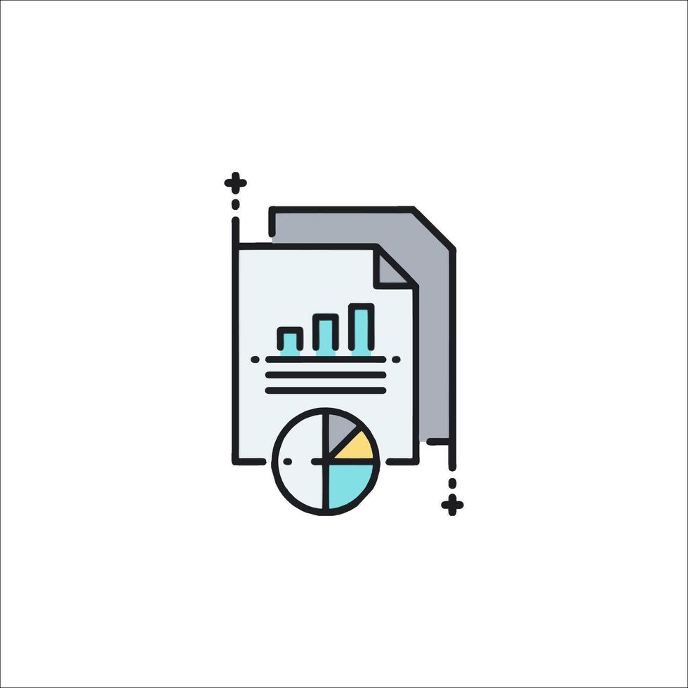 A line icon of a document with a pie chart vector