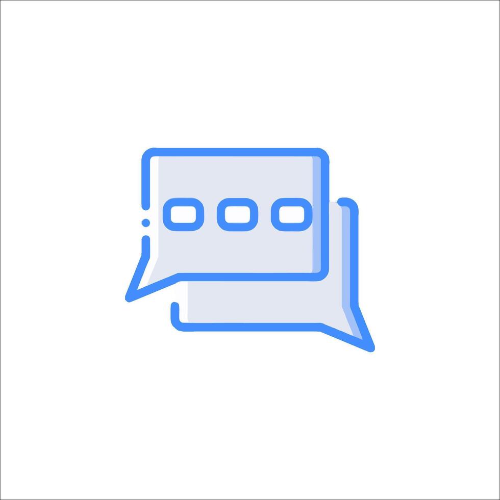 A blue and white chat bubble icon vector