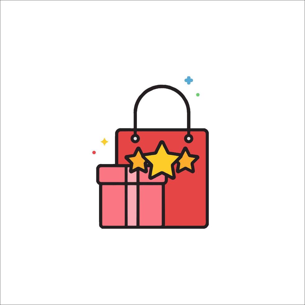 Shopping bag icon with stars vector