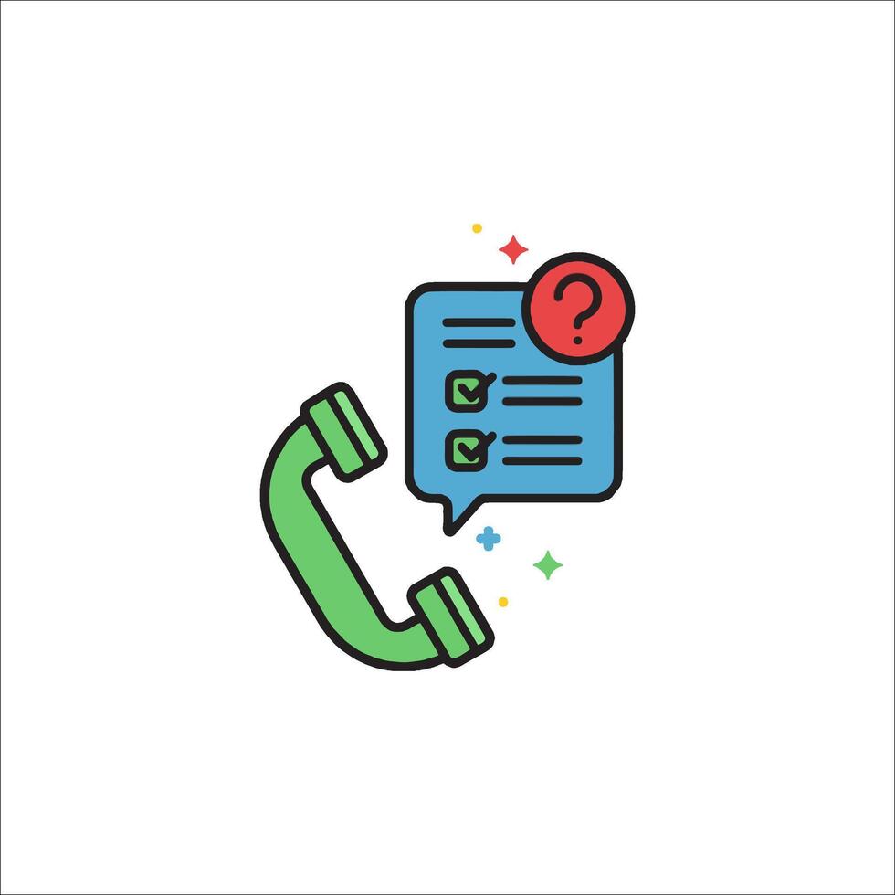 A phone icon with a question mark and a phone vector