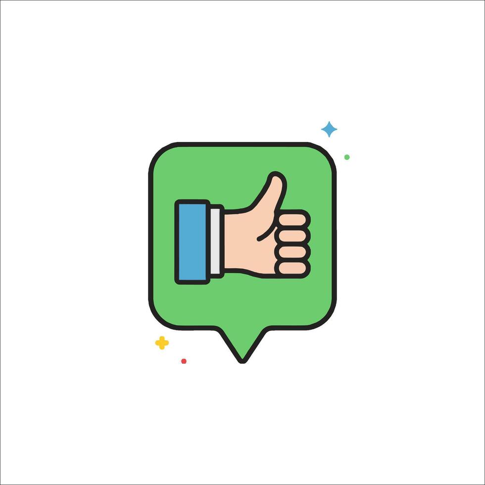 A thumbs up icon with a hand and a thumbs up sign vector