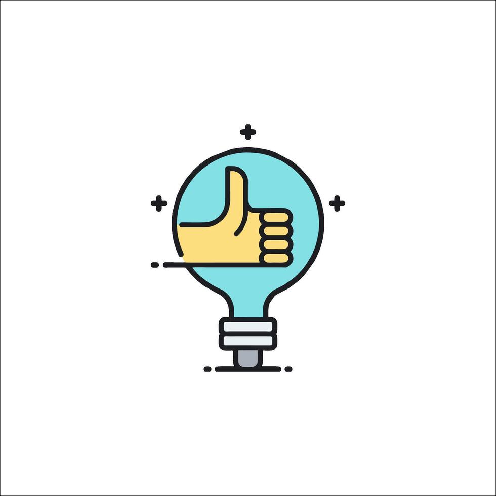 Light bulb icon with thumb up and thumbs down vector