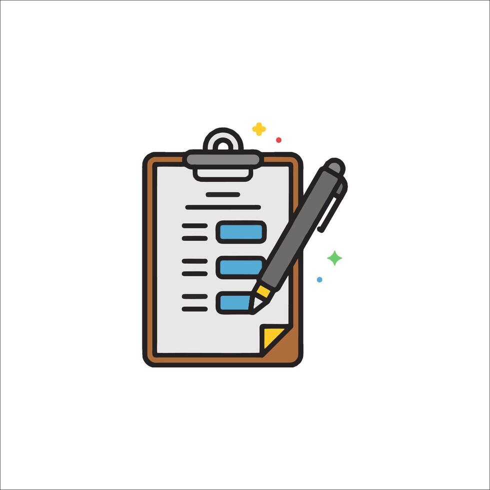 A clipboard with a pen and a checklist vector