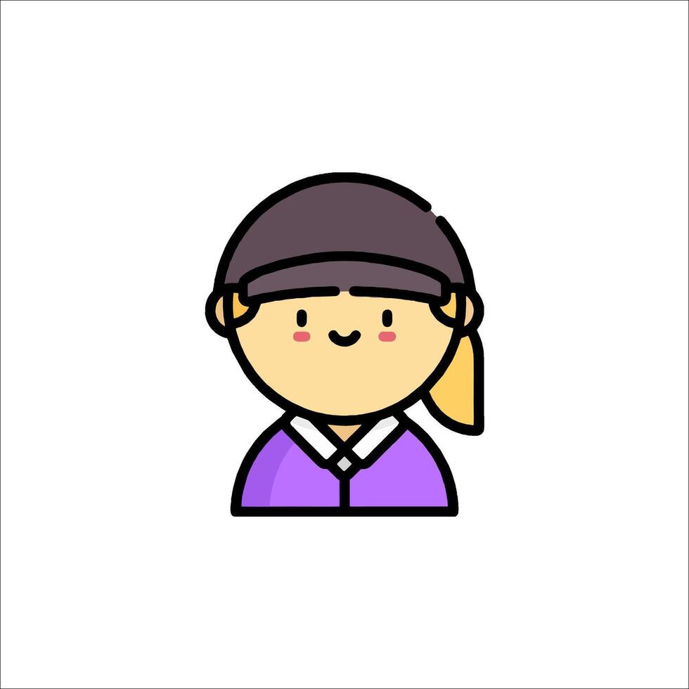 A girl in a hat and purple shirt vector
