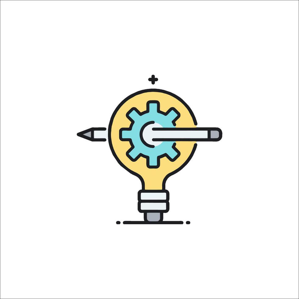A light bulb with gears inside it vector