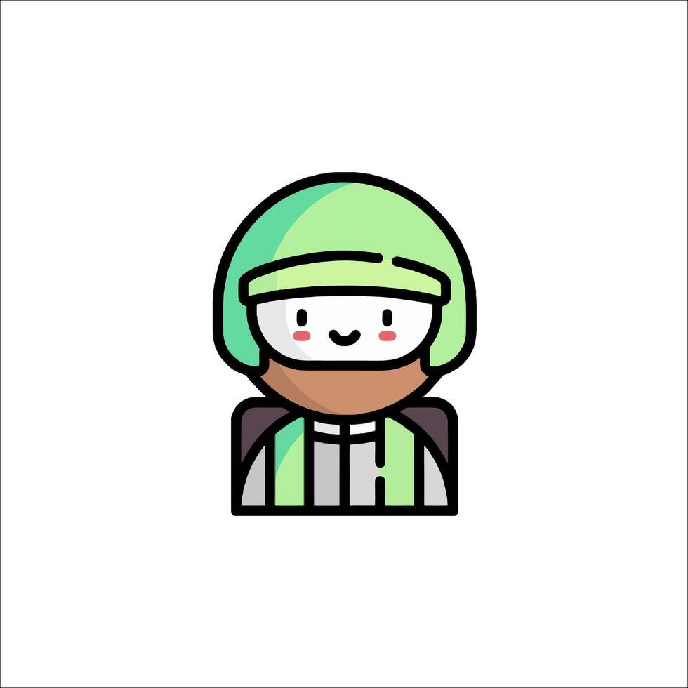 A cartoon character wearing a green helmet vector