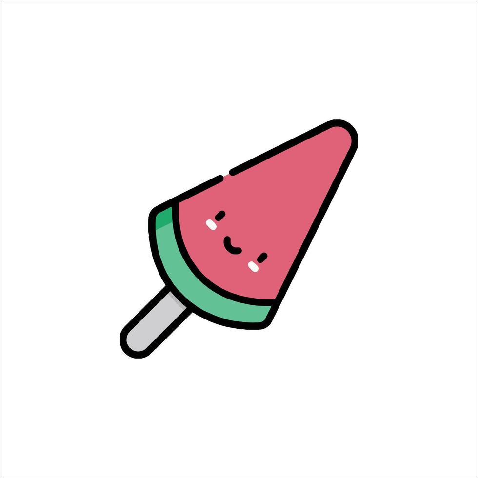 A watermelon popsicle with a smiley face on it vector