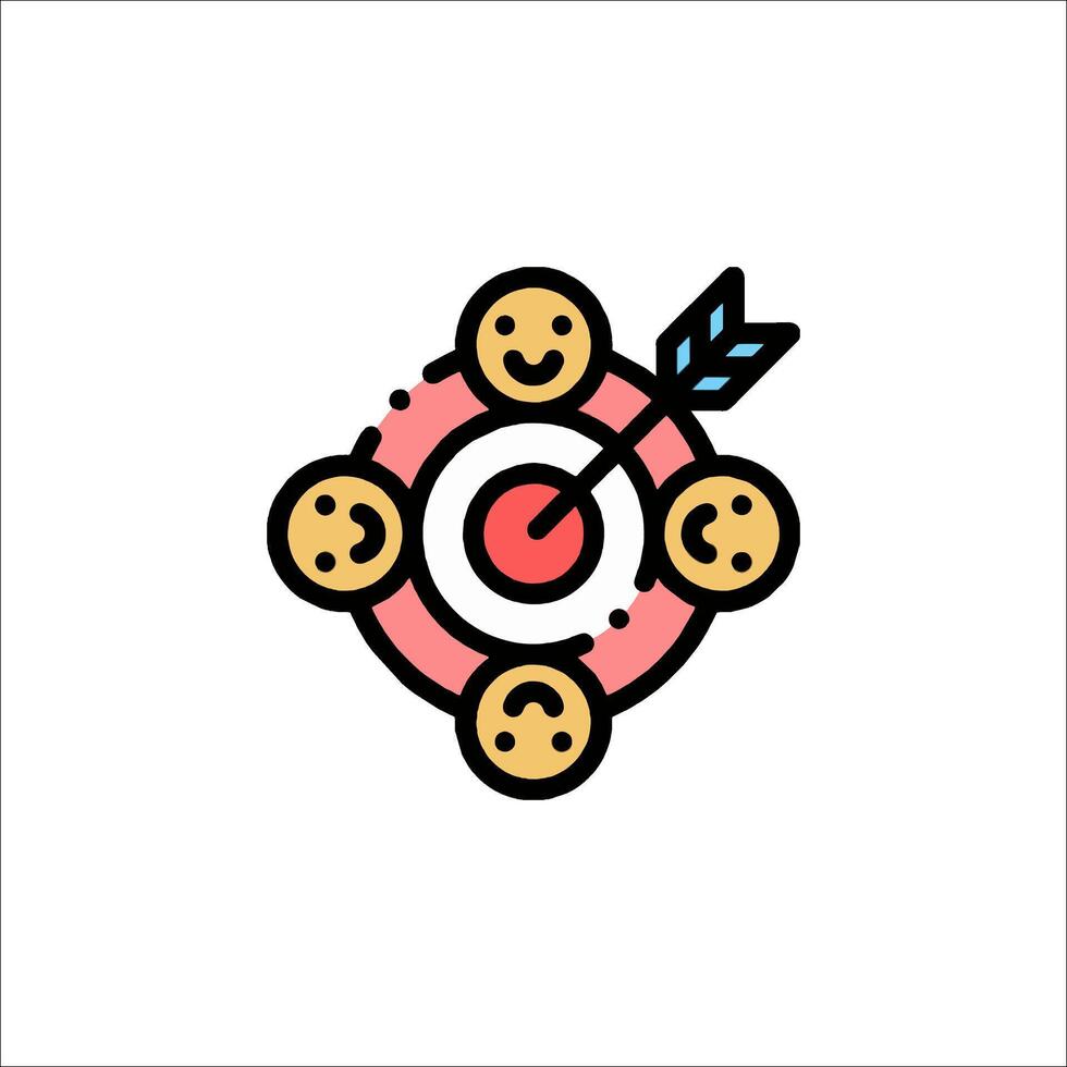 A target with smiley faces and an arrow vector